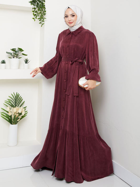 pleated flounce sleeves Abaya