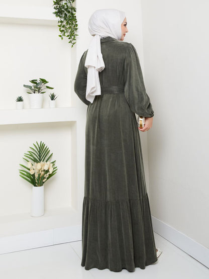 pleated flounce sleeves Abaya