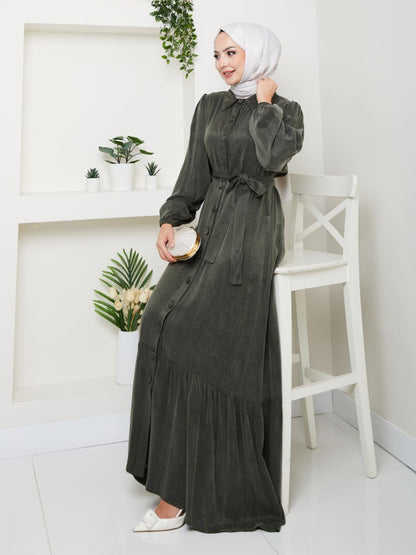 pleated flounce sleeves Abaya