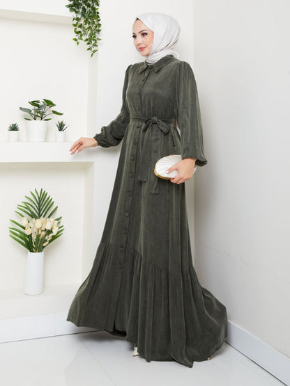 pleated flounce sleeves Abaya