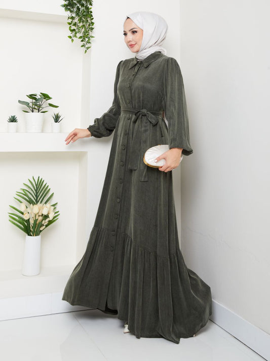 pleated flounce sleeves Abaya