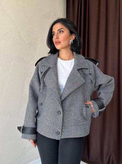 Herringbone patterned blazer