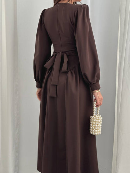 long-sleeve midi dress