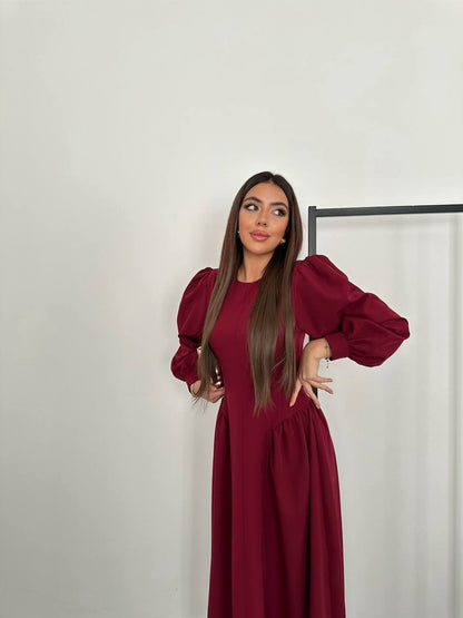 long-sleeve midi dress