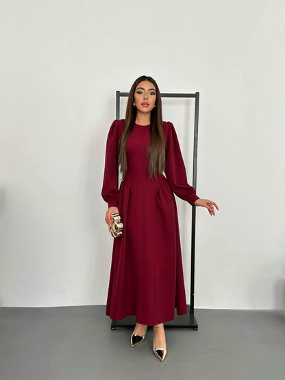 long-sleeve midi dress