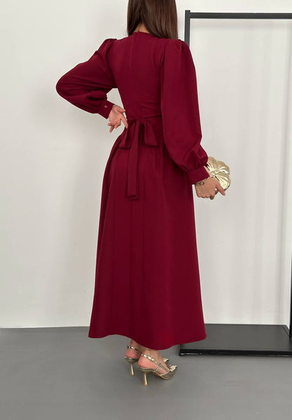 long-sleeve midi dress
