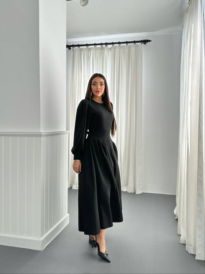 long-sleeve midi dress