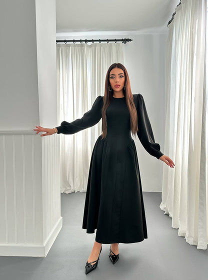 long-sleeve midi dress