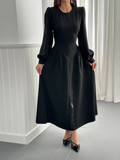 long-sleeve midi dress
